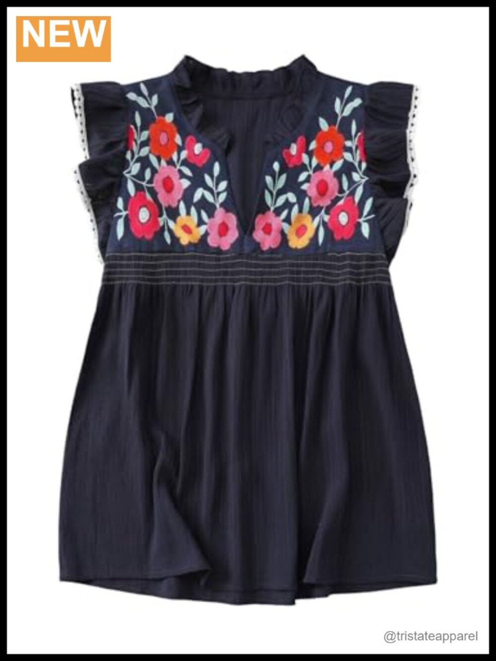 Plus Size Floral Blouse Ruffle Sleeve Notch Neck Summer Vacation Top